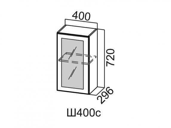 Шкаф навесной 400 со стеклом Ш400с Вектор СВ 400х720х296