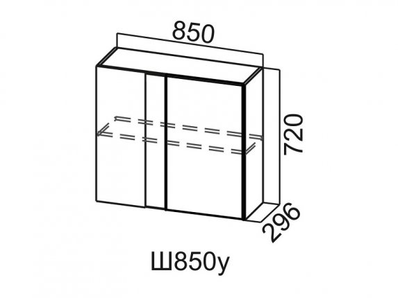 Шкаф навесной 850 угловой Ш850у Вектор 850х720х296