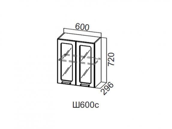 Шкаф навесной со стеклом 600 Ш600с Волна 600х720х296
